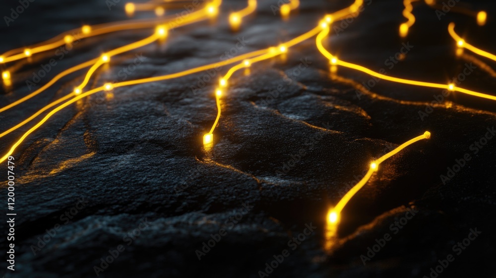 Poster a collection of lights on a dark background, perfect for use in presentations or design projects