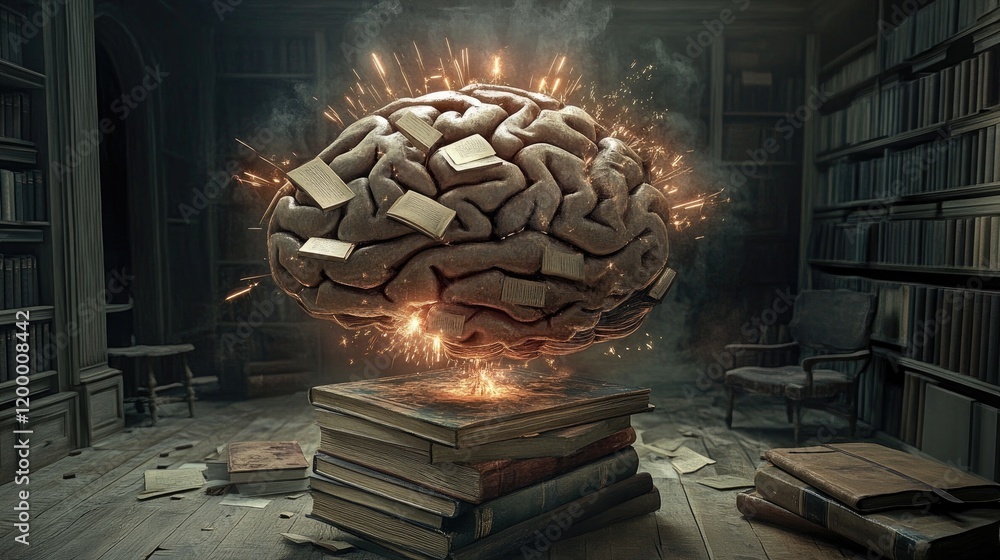 Poster A Brain Exploding With Knowledge From Books