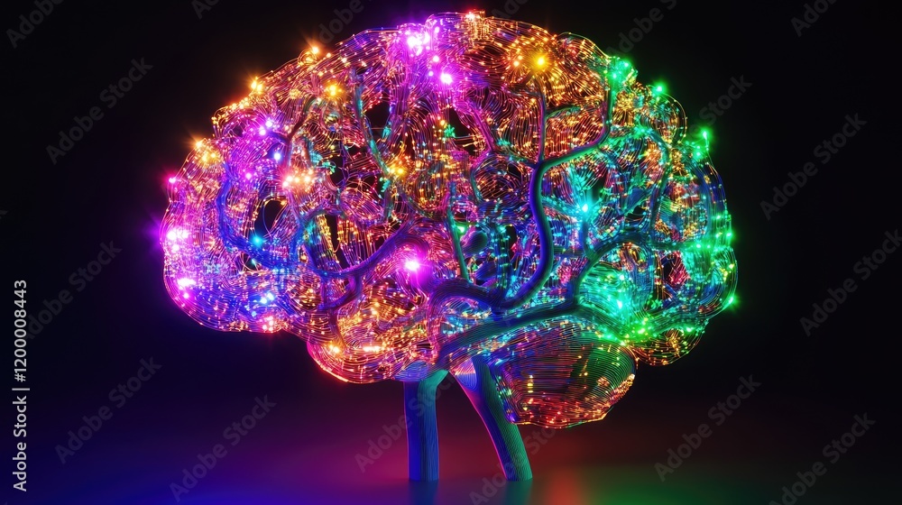 Aufkleber Illuminated Brain Structure Network Representation