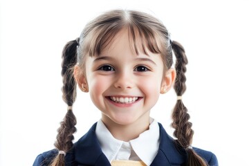 A young schoolgirl holds a tie, perhaps preparing for a special occasion