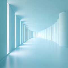 Abstract Blue Corridor Futuristic Architecture Design