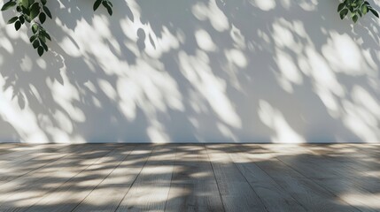 Natural Light and Shadow Play on Wooden Floor in Minimalist Space