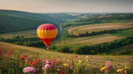 Fototapeta premium hot air balloon in the mountains