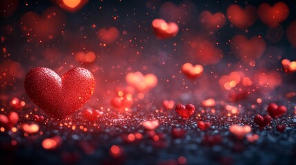 Obraz premium Blurred background with red hearts