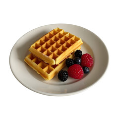 Tasty waffles with berries in white plate