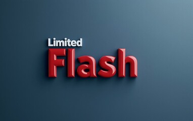 Fototapeta premium A visually striking 3D text design featuring the words 'Limited Flash' in bold red color against a dark background.