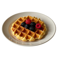 Tasty waffles with berries in white plate