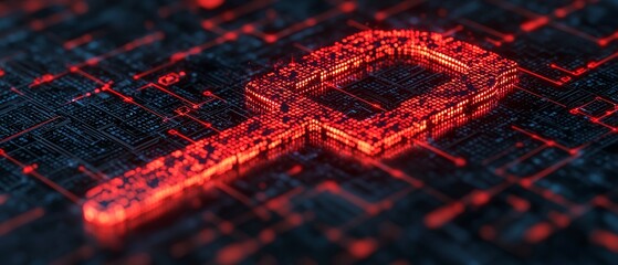 Abstract digital key design representing cyber security and encryption, ideal for technology and security themes.