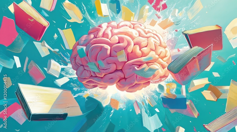 Poster Brain Exploding With Knowledge From Books