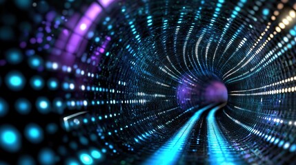 Obraz premium neon light light dot tunnel abstract background