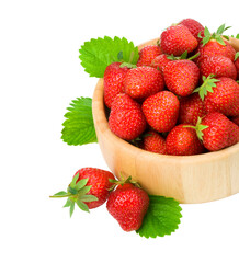 strawberry berry with green leaf