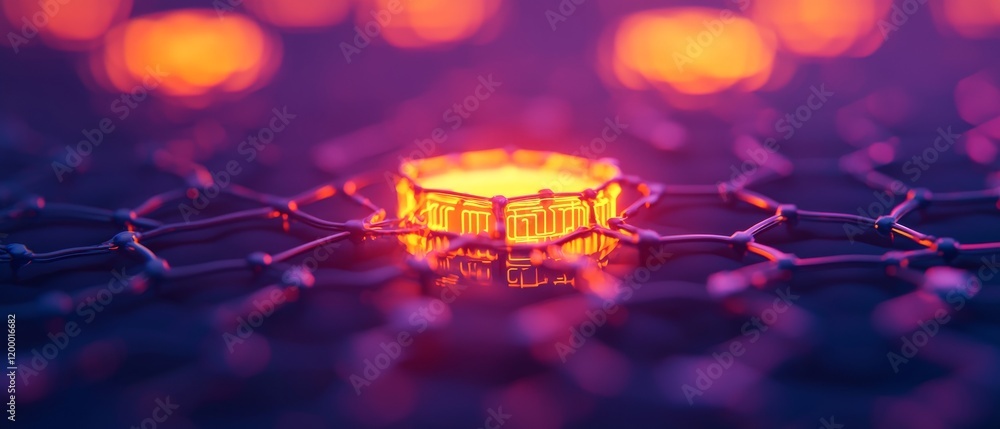 Aufkleber close-up of a glowing hexagonal structure representing advanced technology and innovation, with vibr
