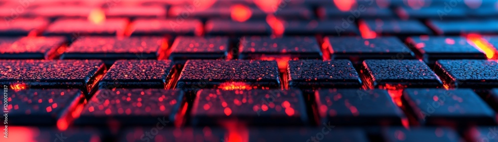 Poster close-up of a vibrant keyboard illuminated by colorful lights, showcasing intricate details and mode
