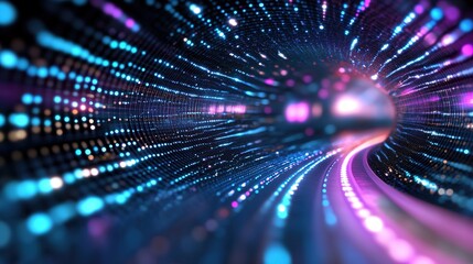 Obraz premium neon light light dot tunnel abstract background