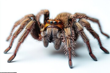 Close-up photo of a spider on a white surface, great for science or nature projects