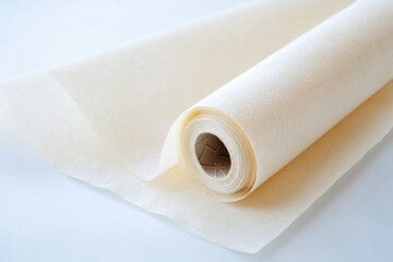 Fototapeta premium A roll of white paper sitting on a table, ready for use or study