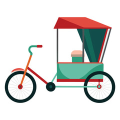 Colorful Illustration of a Traditional Asian Rickshaw