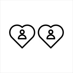Collection of Love Heart Symbol Icons . Love Illustration Set with Solid and Outline Vector Hearts.