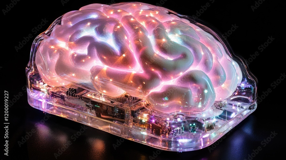 Poster illuminated brain model with integrated circuitry