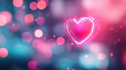 Vibrant pink heart on serene blue backdrop, symbol of love, affection, and valentine's day