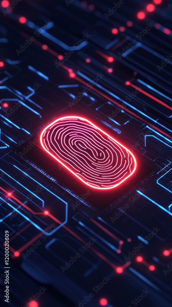 Aufkleber futuristic fingerprint sensor illustrating advanced security technology in vibrant colors. ideal for