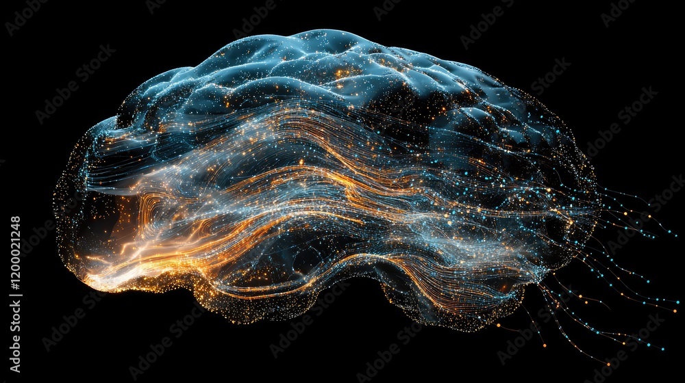 Poster Abstract Brain Visualization Showing Neural Pathways