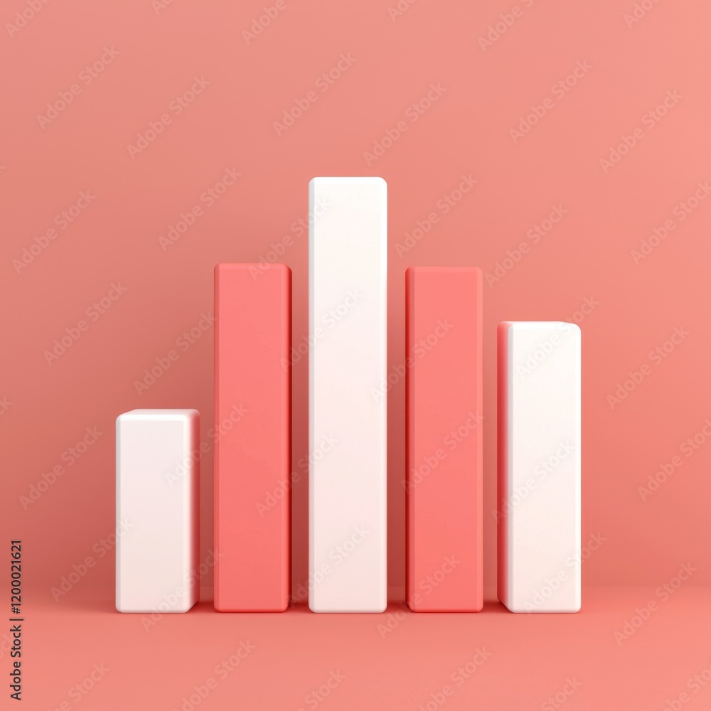 Poster minimalist bar graph in pastel colors, representing data visualization concepts for business and eco