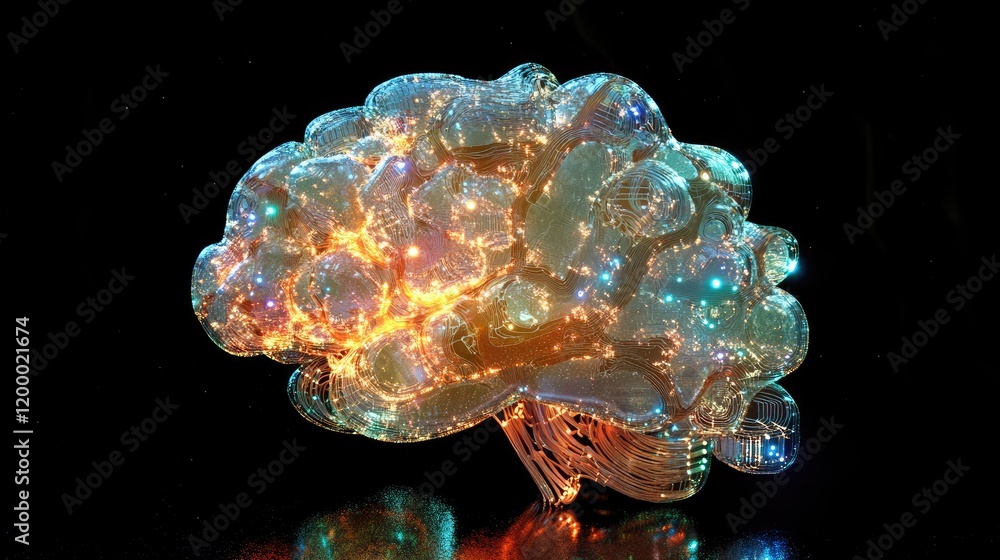 Poster Illuminated Neural Network Brain Structure Visualization