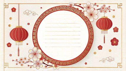Traditional New Year Greeting with Decorative Patterns.