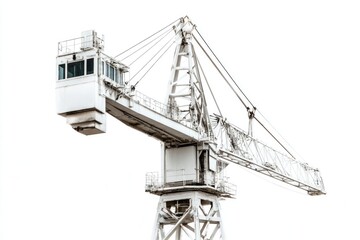 Fototapeta premium A large crane sits atop a building, its boom and wheels visible