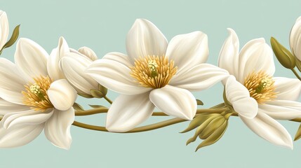 Fototapeta premium Serene white flower in bloom, captivating closeup against tranquil blue sky backdrop
