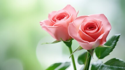 Naklejka premium Exquisite pink roses in vase, captivating display of elegance and beauty two