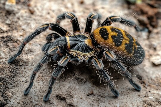 Close-up of a spider sitting on a rock
