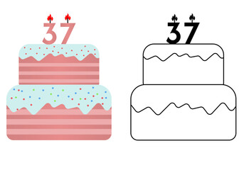 Set of icons cake with number 37
Vector cake on white background not birthday