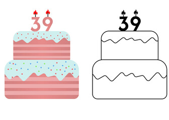 Set of icons cake with number 39
Vector cake on white background not birthday