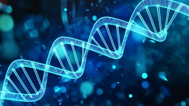 dna gene biology molecule spiral low poly blue color ai generated video concept