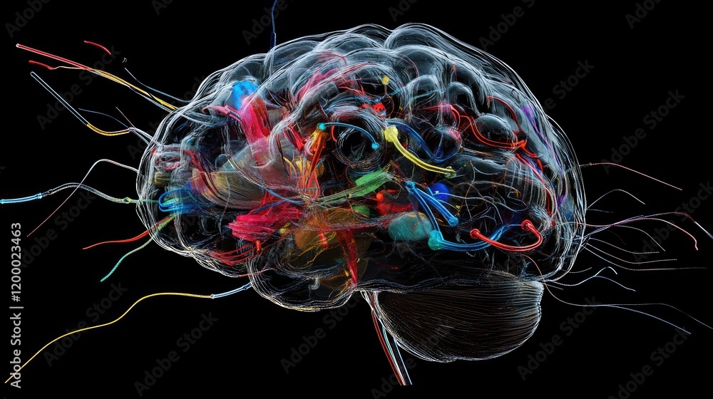 Poster Abstract Colorful Brain Neural Network Visualization