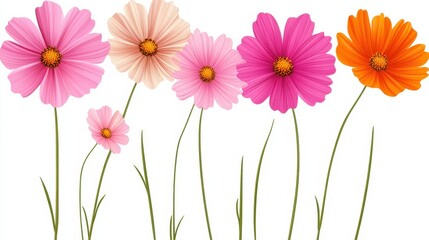 colorful symphony of flowers on white canvas, burst of floral beauty vibrant