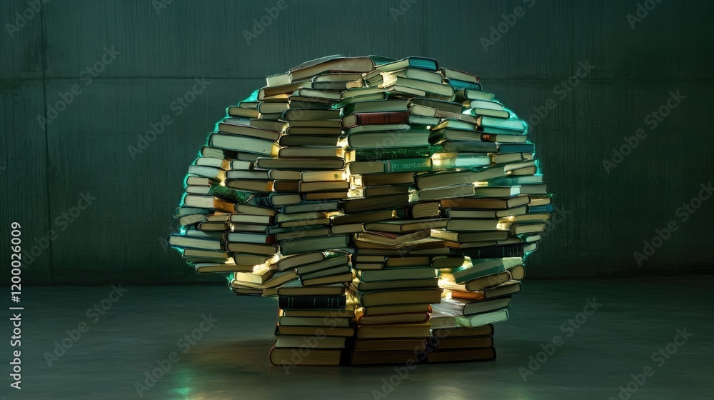 Poster a massive pile of books forms a unique shape