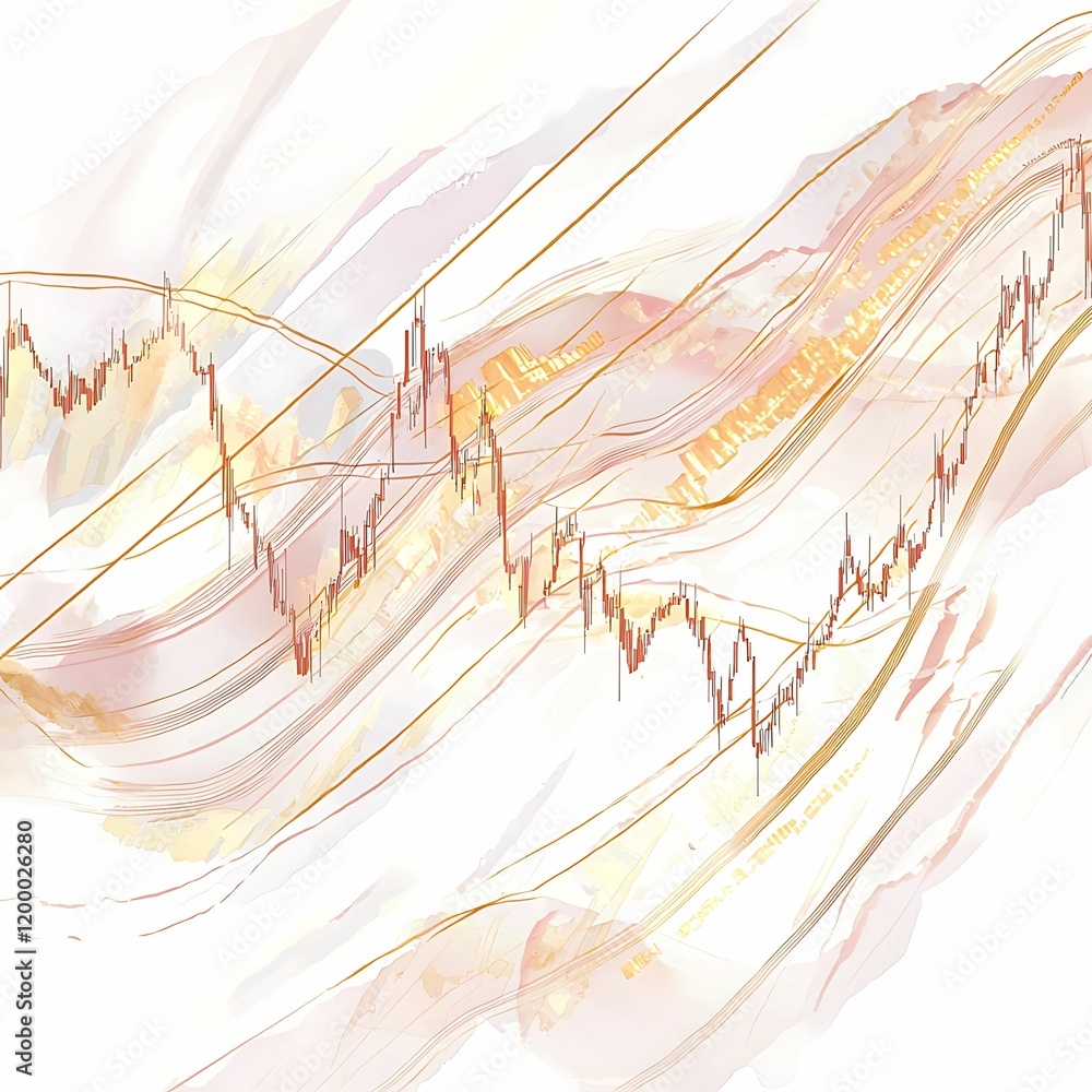 Poster abstract financial chart with dynamic lines and colors, representing market trends and data analysis
