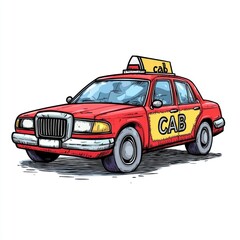 Taxi isolated on white background. Taxi icon. Cab isolated on white. Cab icon. Cab Car. Taxi Car Isolated element on white for Designers. Isolated Taxi Design Element. Cab Car Isolated on white.