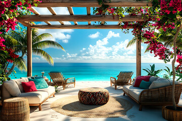 Obraz premium Island Bliss A Tropical Paradise with Beachfront Luxury and Vibrant Views 