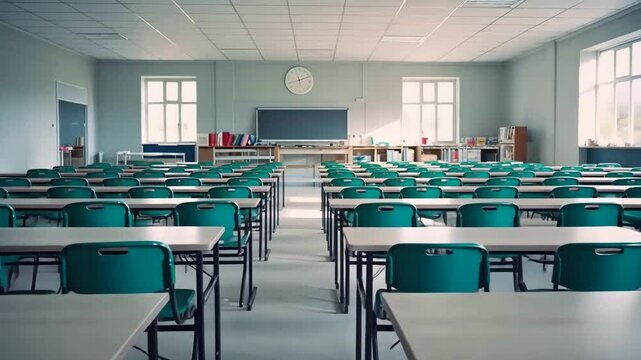 school classroom education place nobody ai generated video concept