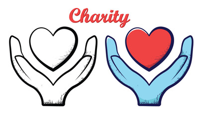 charity hand drawn engrave style vector art icon
