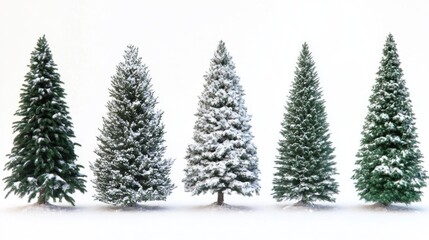 Obraz premium A group of small trees covered in snow