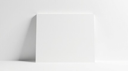 Blank White Vertical Canvas Against a Pale Wall, Ideal for Mockups and Design Presentations