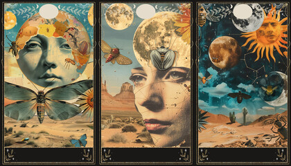 vintage vintage style deck of tarot cards. magical predictions of the future, mysterious characters.	
