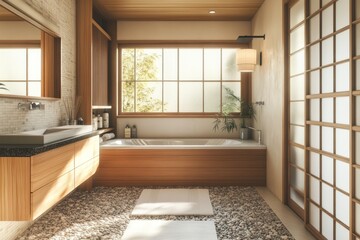 Serene Modern Japanese Style Bathroom Design