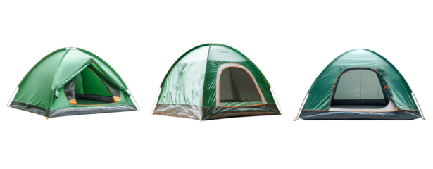 Set of Green Tent on transparent background, PNG 