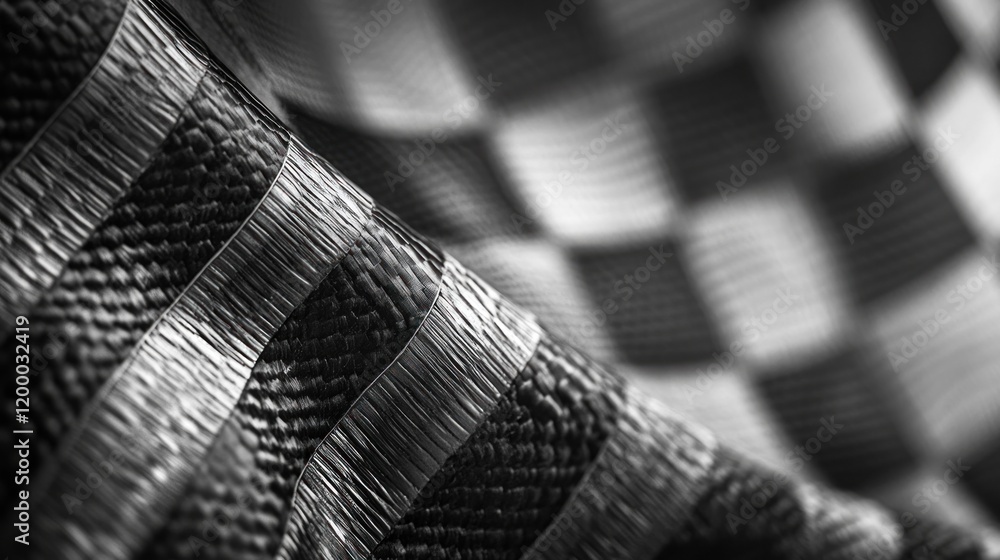 Aufkleber close-up of textured fabric with checkered pattern.